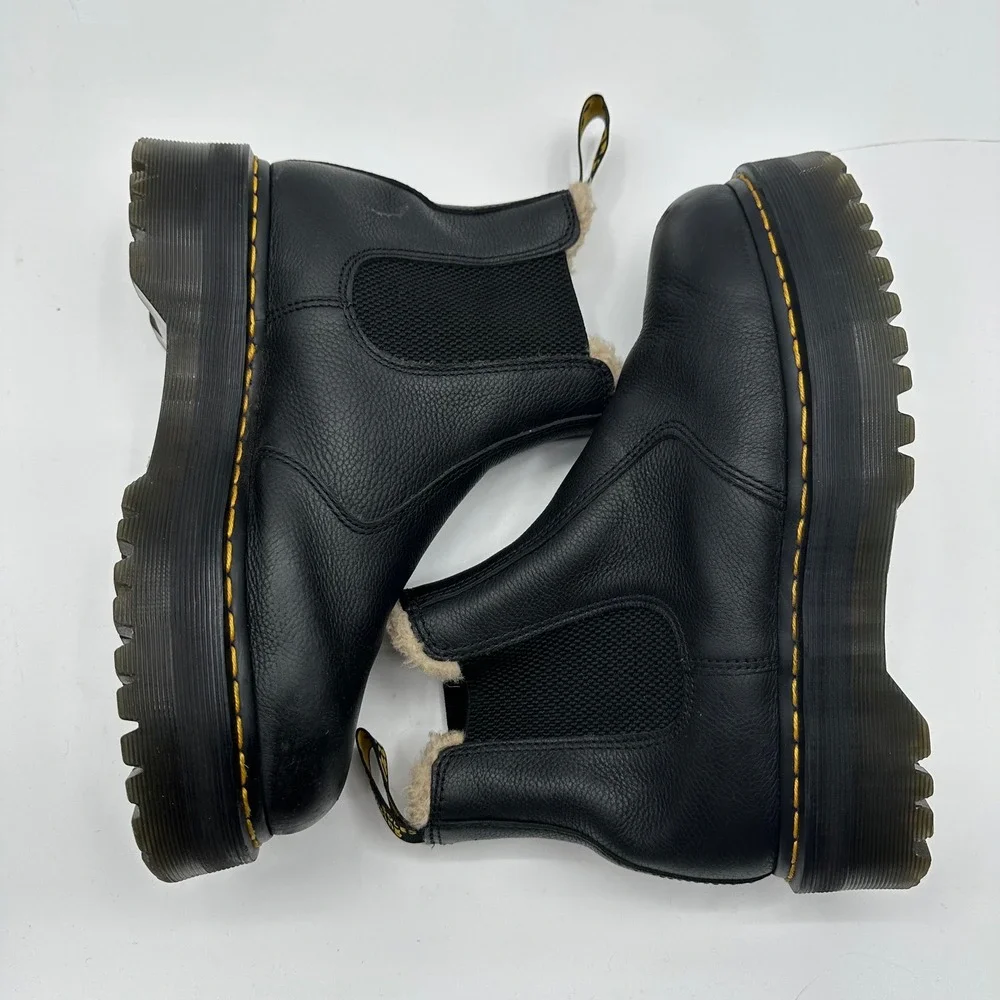 Dr. Martens Quad FL Leather Faux Fur Platform Chelsea Boots‎  Mens 10 Womens 11